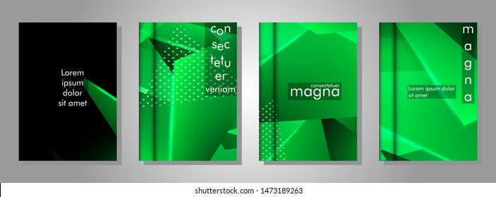 set the book cover the background of the light Triangle. Abstract composition of 3D triangles. Modern geometric green backgrounds isolated black