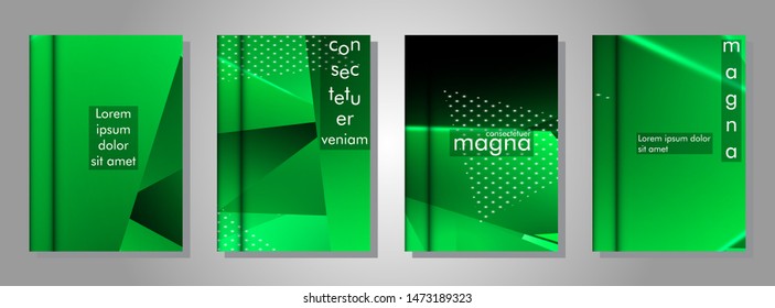 set the book cover the background of the light Triangle. Abstract composition of 3D triangles. Modern geometric green backgrounds isolated black