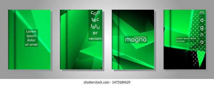 set the book cover the background of the light Triangle. Abstract composition of 3D triangles. Modern geometric green backgrounds isolated black