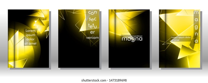 set the book cover the background of the light Triangle. Abstract composition of 3D triangles. Modern geometric yellow backgrounds isolated black