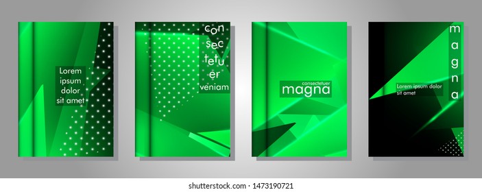 set the book cover the background of the light Triangle. Abstract composition of 3D triangles. Modern geometric green backgrounds isolated black
