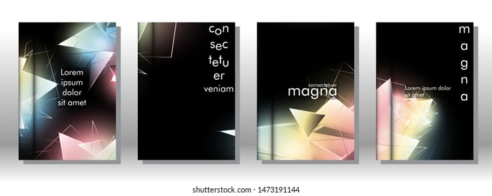 set the book cover the background of the light Triangle. Abstract composition of 3D triangles. Modern geometric backgrounds isolated black