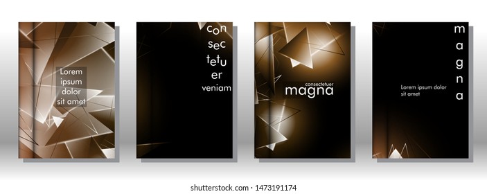 set the book cover the background of the light Triangle. Abstract composition of 3D triangles. Modern geometric backgrounds isolated black