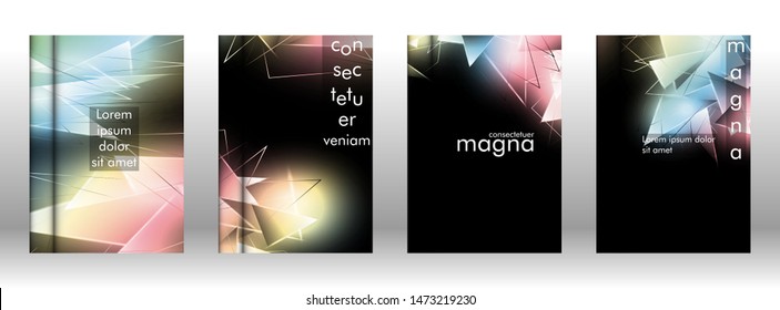 set the book cover the background of the light Triangle. Abstract composition of 3D triangles. Modern geometric backgrounds isolated black