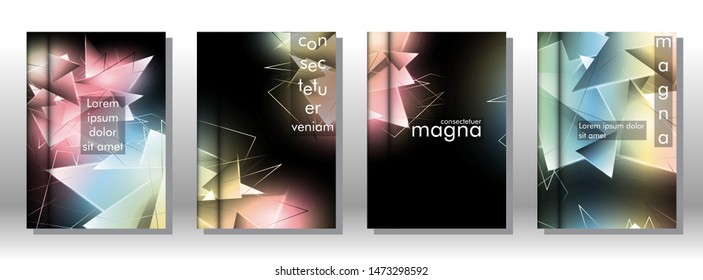 set the book cover the background of the light Triangle. Abstract composition of 3D triangles. Modern geometric backgrounds isolated black