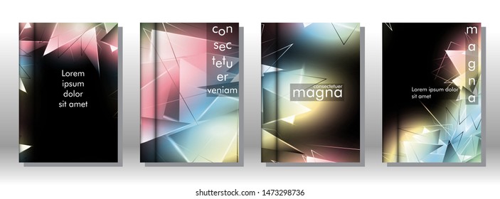 set the book cover the background of the light Triangle. Abstract composition of 3D triangles. Modern geometric backgrounds isolated black