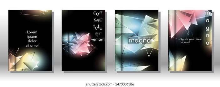 set the book cover the background of the light Triangle. Abstract composition of 3D triangles. Modern geometric backgrounds isolated black