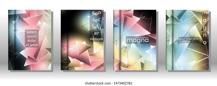 set the book cover the background of the light Triangle. Abstract composition of 3D triangles. Modern geometric backgrounds isolated black