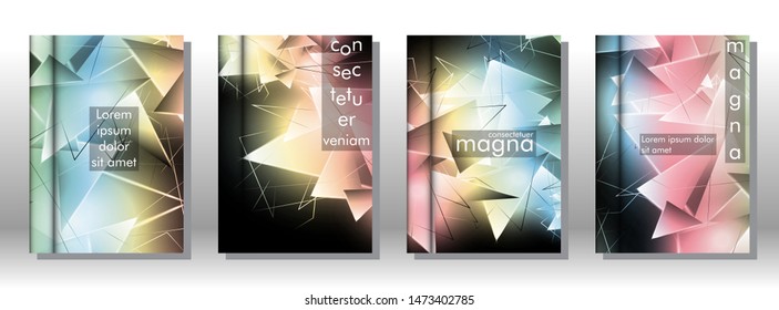set the book cover the background of the light Triangle. Abstract composition of 3D triangles. Modern geometric backgrounds isolated black