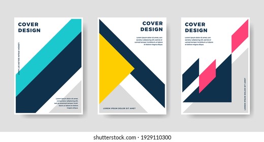 Set of book cover brochure designs in geometric style. Vector illustration.