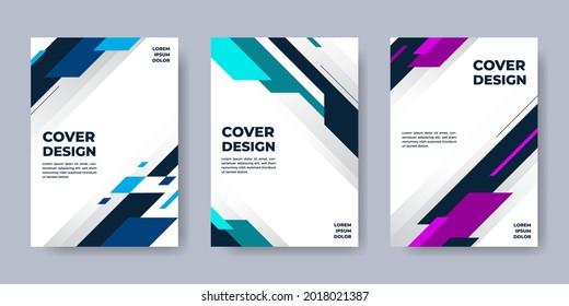 Set of book cover brochure designs in geometric style. Vector illustration.