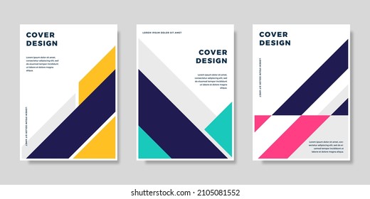 Set of book cover brochure designs in geometric style. Vector illustration.