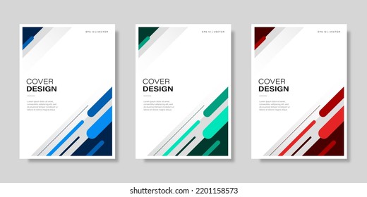 Set of book cover brochure designs in geometric style. Vector illustration.