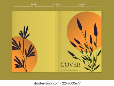 set of book cover designs with hand drawn floral decorations. elegant and simple foliage background. size A4 For notebooks, planners, brochures, books, catalogs