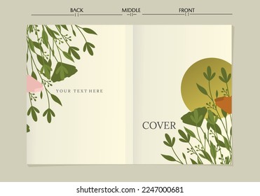 conjunto de diseños de portada de libros con decoraciones florales a mano. un entorno elegante y sencillo. tamaño A4 Para portátiles, planificadores, folletos, libros, catálogos