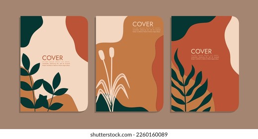 Set von Buchdeckendesigns mit handgezeichnet Blumendekorationen. abstrakter botanischer Hintergrund.Größe A4 Für Notebooks, Planer, Broschüren, Bücher, Kataloge