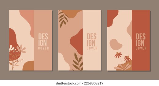 Set von Buchdeckendesigns mit handgezeichnet Blumendekorationen. abstrakter botanischer Hintergrund. Größe A4 Für Notebooks, Einladungen, Karten, Planer, Broschüren, Bücher, Kataloge