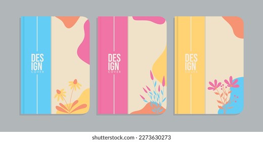 Set von Buchdeckendesigns mit handgezeichnet Blumendekorationen. abstrakter botanischer Hintergrund. Größe A4 Für Notebooks, Planer, Einladung, Broschüren, Bücher, Kataloge