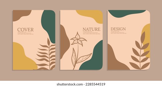 Set von Buchdeckendesigns mit handgezeichnet Blumendekorationen. abstrakter botanischer Hintergrund.Größe A4 Für Notebooks, Planer, Broschüren, Bücher, Kataloge