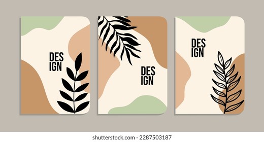 Set von Buchdeckendesigns mit handgezeichnet Blumendekorationen. abstrakter botanischer Hintergrund A4-Größe pastellblau Für Buch, Bindemittel, Tagebuch, Planer, Broschüre, Notizbuch, Katalog