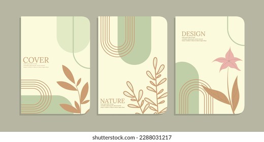 Set von Buchdeckendesigns mit handgezeichnet Blumendekorationen. abstrakter botanischer Hintergrund. Größe A4 Für Notebooks, Planer, Broschüren, Bücher, Kataloge