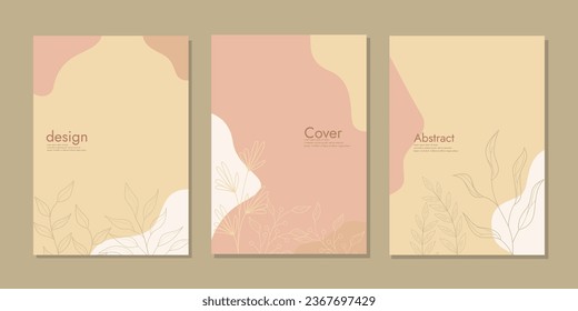 conjunto de diseños de portada de libros con decoraciones florales a mano. fondo botánico retro abstracto. ilustración de diseño para portátiles, planificadores, folletos, libros, catálogos