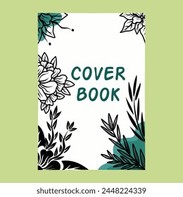 set of book cover designs with hand drawn floral decorations For book, binder, diary, planner, brochure, notebook, catalog. abstract boho botanical background A4 size.