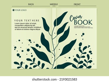 conjunto de diseños de portadas de libros sobre temas naturales con siluetas de hojas. fondo elegante y moderno