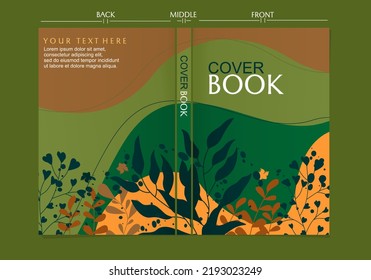 set of book cover designs on nature theme with leaf silhouettes. aesthetic background