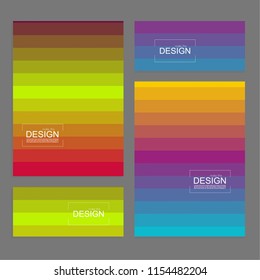 Set of book covers and banners design template with multi-colored horizontal stripes. Modern vector illustration.