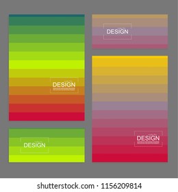 Set of book covers and banners design template with multi-colored horizontal stripes. Modern vector illustration.