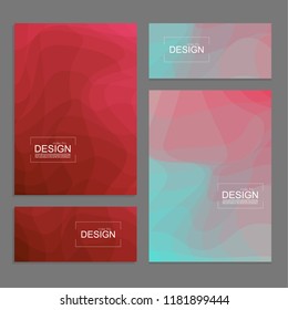Set of book covers and banners design template with multi-colored distorted wave texture. Modern vector illustration.