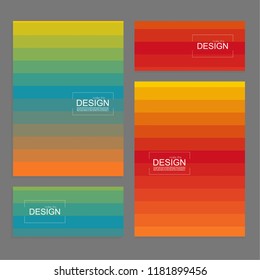 Set of book covers and banners design template with multi-colored horizontal stripes. Modern vector illustration.
