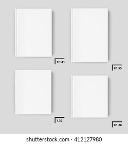 Set of book covers different proportions on a gray background. Vector illustration. Ready for your promo design.