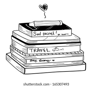 set of book in doodle style