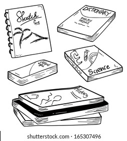 set of book in doodle style
