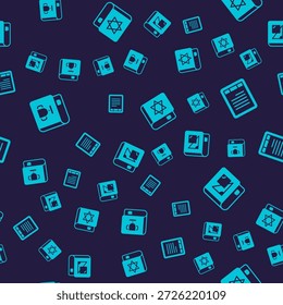 Set Book, lector de libros electrónicos, libro de la Torá judía y sobre geometría en un patrón sin fisuras. Vector