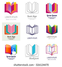 Set of book and education icons. Vector illustration