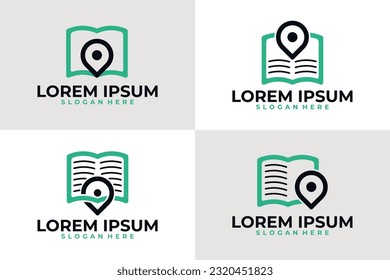 set of Book education pin location logo vector illustration