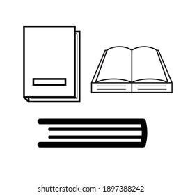 a set book icon with black and white color