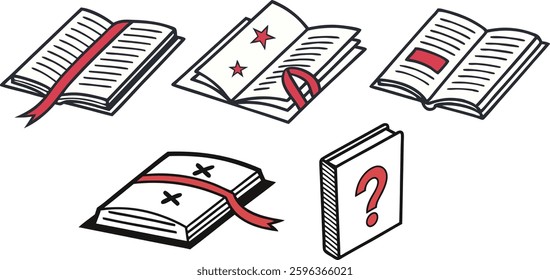 a set of book icon design 