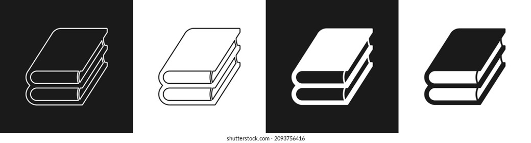 Set Book icon isolated on black and white background.  Vector
