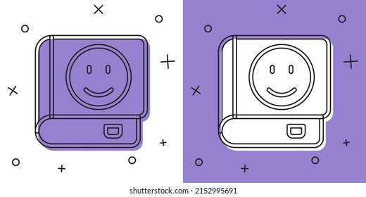 Set Book icon isolated on white and purple background.  Vector