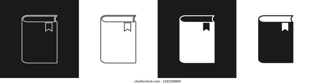 Set Book icon isolated on black and white background.  Vector