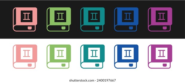 Set Book icon isolated on black and white background. Second volume.  Vector