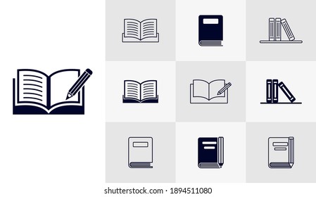 Set of Book icon logo vector template, Education icon concepts, Creative design