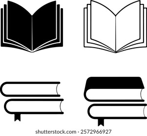 set of book icon, open book icon vector illustration on white background