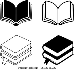set of book icon, open book icon vector illustration on white background