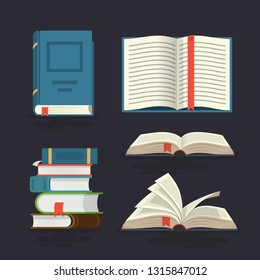 Set of book icons in flat design style. Vector illustration.