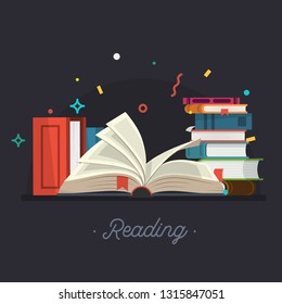 Set of book icons in flat design style. Vector illustration.